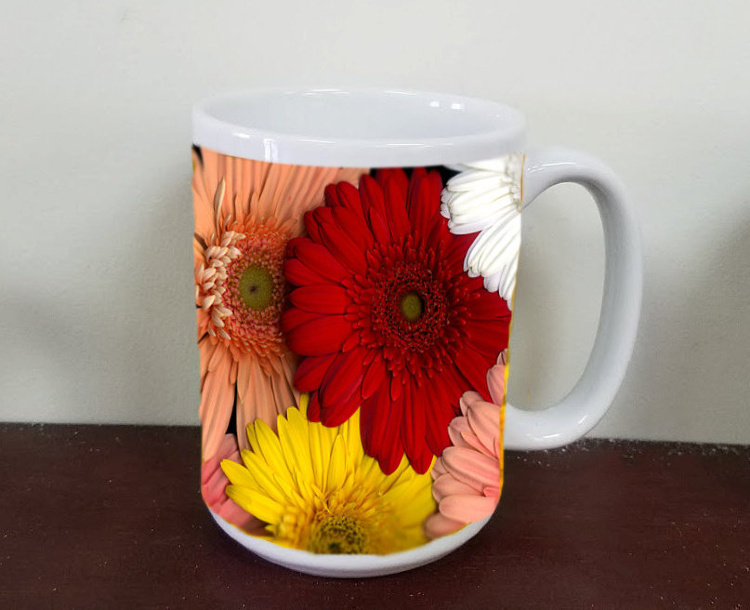 Gerber Daisy Mug, Gerbera  Floral Photo Ceramic Mug, Coffee Mug