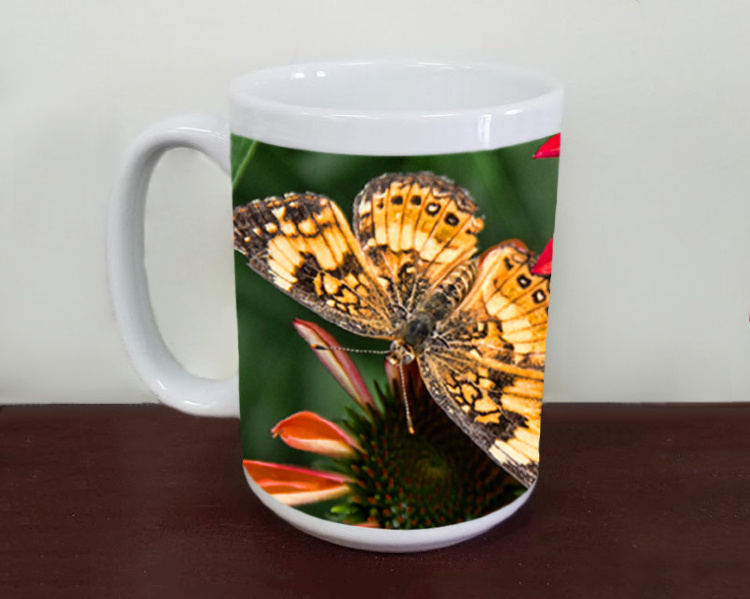 Butterfly on Coneflowers Photo Coffee Mug
