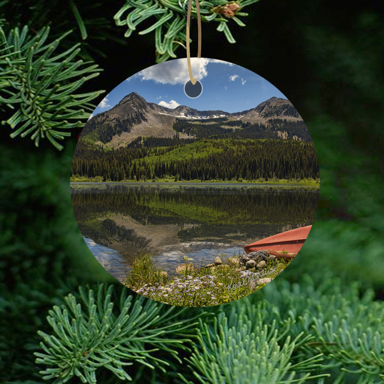 Colorado Ornament of Lost Lakes Kebler Pass Round Ceramic Ornament With Photo by Koral Martin 