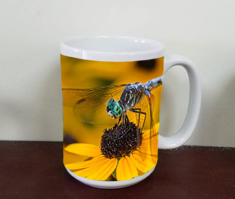Dragonfly on Blackeyed Susan Flower Photo Mug