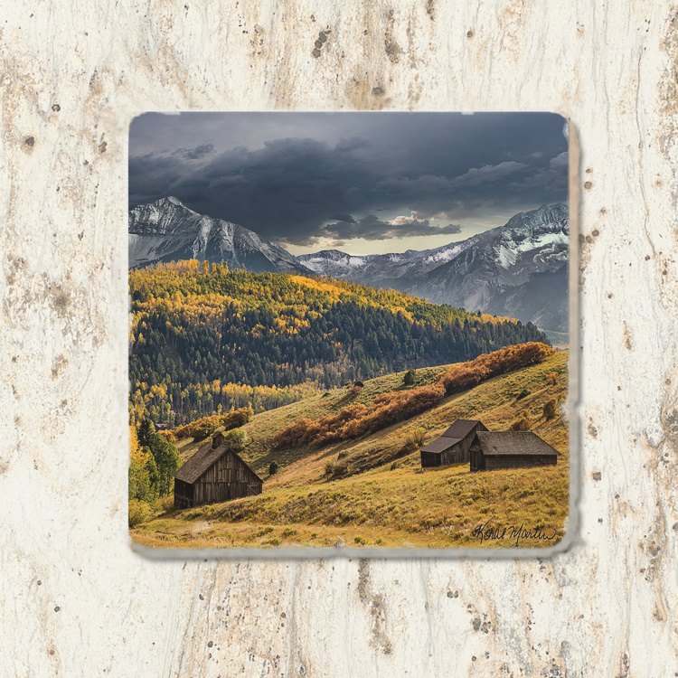Old School House in Colorado Tumbled Stone Coaster | Colorado Coaster | Colorado Home Decor