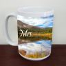 Mr and Mrs Rainbow Lake  Wedding  Photo Ceramic  Coffee Mug,  Mug, Favor, Gift,  Tea Mug, 11oz and 15oz,  Fine Art, Colorado