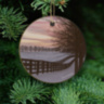 Kentucky Horse Farm Winter Sunset Ornament, Wood with Fence View 9330