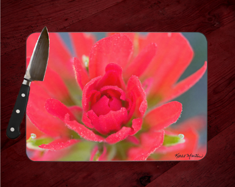 Indian Paint Brush Wildflower Photo Tempered Glass Cutting Board