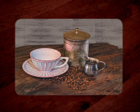 Coffee Photo Tempered Glass Cutting Board with Pink and White cup 8x11 and 12x15