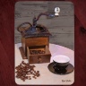Antique Coffee Grinder Glass Cutting Board with Black Cup 8x11 and 12x15 | Coffee Kitchen Decor