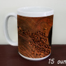  Coffee Themed Latte Art Photo Ceramic Mug with Black Cup 15 ounce left side