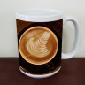  Coffee Themed Latte Art Photo Ceramic Mug with Black Cup 15 oz