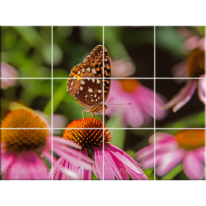 Butterfly on Coneflower Tile Mosaic
