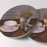 Old Coffee Tin and Cup Sandstone Car Coasters, Sold as a pair, Coffee Art