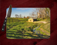 Kentucky Bluegrass Horse Farm Spring House Tempered Glass Cutting Board 8x11 and 12x15