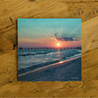 Florida Sunset on Beach Ceramic Drink Coaster | Florida Coaster | Beach Coasters