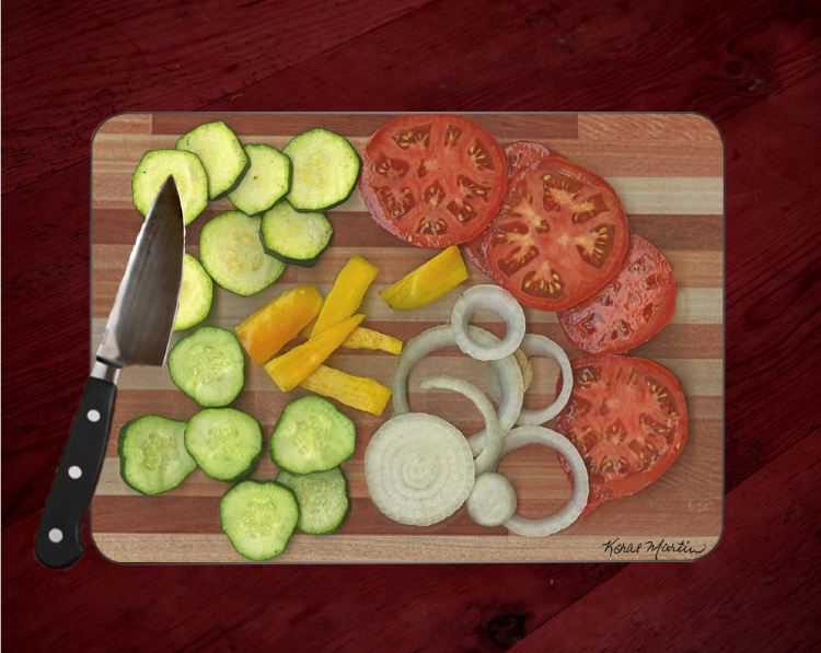 Vegetable Photo Cutting Board Glass Cutting Board 8x11 and 12x15 | Fun Vegetable Kitchen Decor