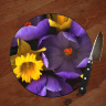 Crocus and Daffodil Floral Round Glass Cutting Board 8" and 12" | Spring Flowers Cheese Board