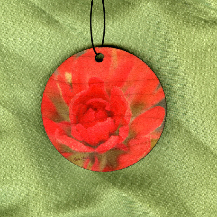 Indian Paintbrush Wildflower Wood Ornament With Photo by Koral Martin