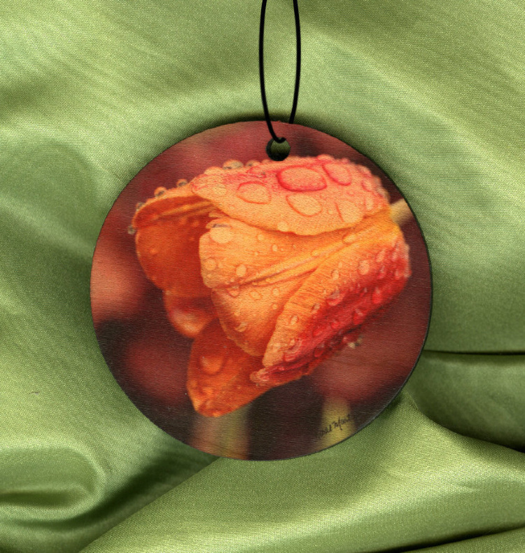 Daffodil and Crocus Round Wood Ornament With Photo by Koral Martin