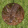 Deer Grazing Round  Wood Ornament With Photo by Koral Martin, 