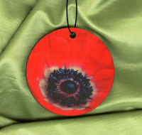 Red Anemone Photo Round Wood Ornament 