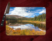 Rainbow Lake Reflection in Colorado Tempered Glass Cutting Board 8x11 and 12x15