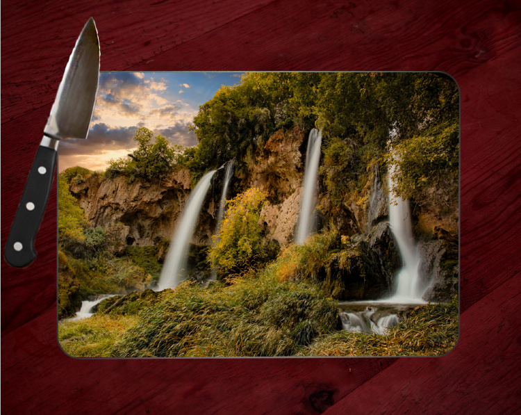 Rifle Falls Colorado Tempered Glass Cutting Board 8x11 and 12x15